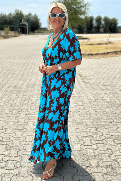 Casual Floral V-Neck Maxi Dress