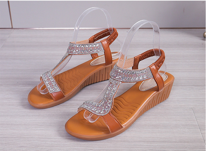 Chic & Shiny Reinstones Wedge Sandals