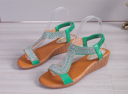 Chic & Shiny Reinstones Wedge Sandals