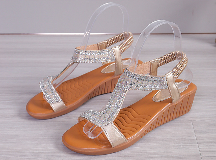 Chic & Shiny Reinstones Wedge Sandals