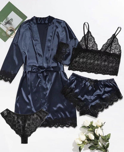 🔥LAST DAY SALE 49% OFF 🔥Valentine's Day 4 Pack Lace and Satin Pajamas Set 🌹