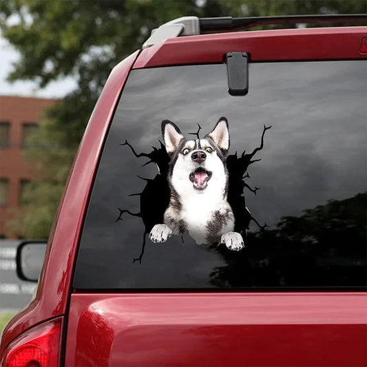 Etiqueta engomada del coche de la grieta del husky siberiano, etiqueta engomada del retrete, etiqueta engomada del refrigerador 5