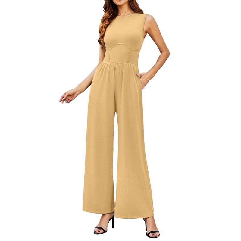 Mother's Day SALE 50%OFF -SOLID SLEEVELESS WIDE LEG JUMPSUIT