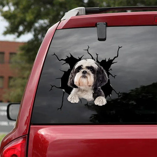 Shih Tzu Crack Car Sticker, Toilet Sticker, Fridge Sticker 15