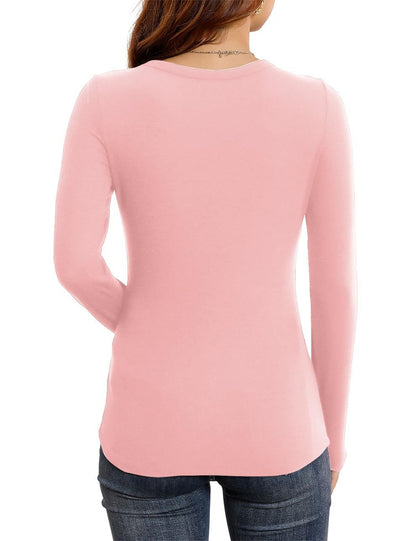 🔥Women's Long Sleeve Stretch Slim Round Neck Ribbed Basic Shirts (BUY 3 FREE SHIPPING)🔥