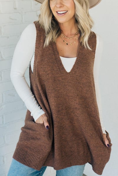Cozy Pocket Sweater Vest  Buy 2 Free Shipping