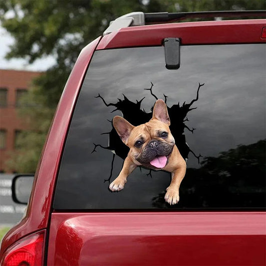 French Bulldog Crack Car Sticker, Toilet Sticker, Fridge Sticker (30)