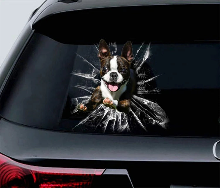 Boston Terrier Jumping Crack Sticker