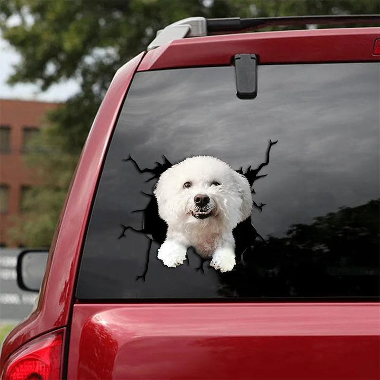 Bichon Frise Crack Car Sticker, Toilet Sticker, Fridge Sticker 20