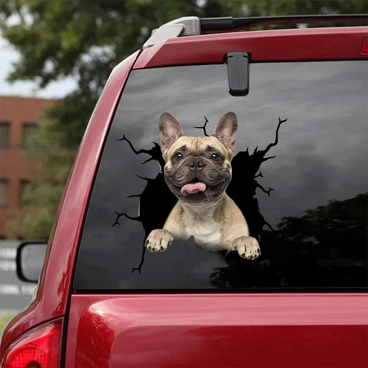 French Bulldog Crack Car Sticker, Toilet Sticker, Fridge Sticker (16)