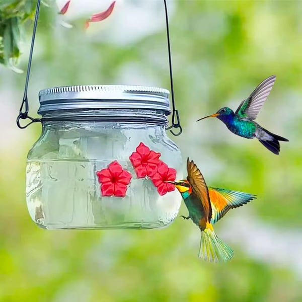 🔥Early Spring Promotions 49% OFF-Beautiful Mason Jar Hummingbird Feeder w/Three Ports