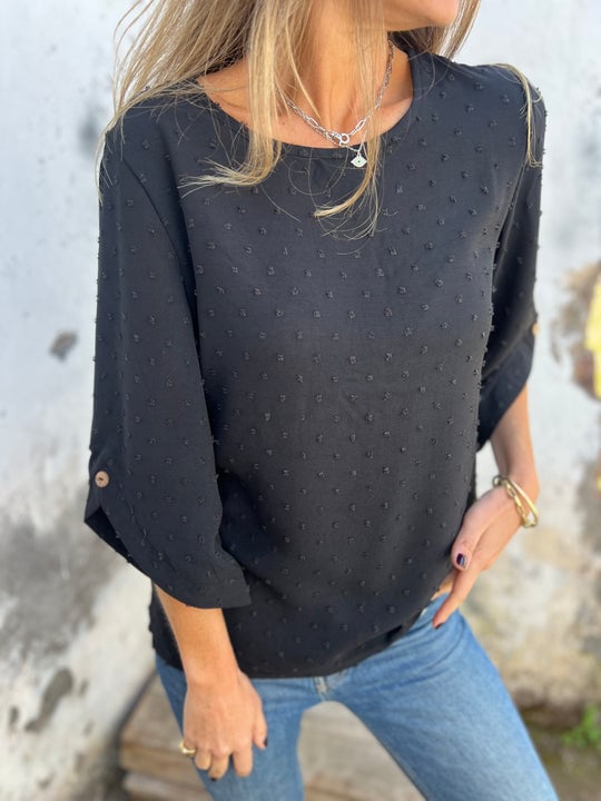 🔥 Round Neck Embroidered Large Cuffs Casual Shirt