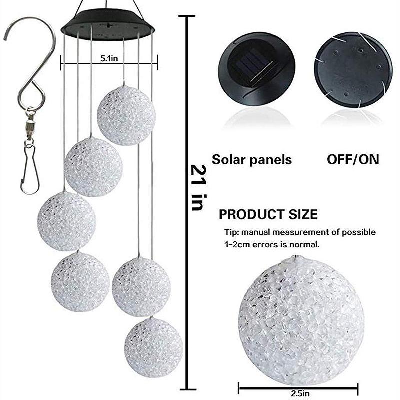 Lumières de carillon de vent de boule de particules solaires extérieures