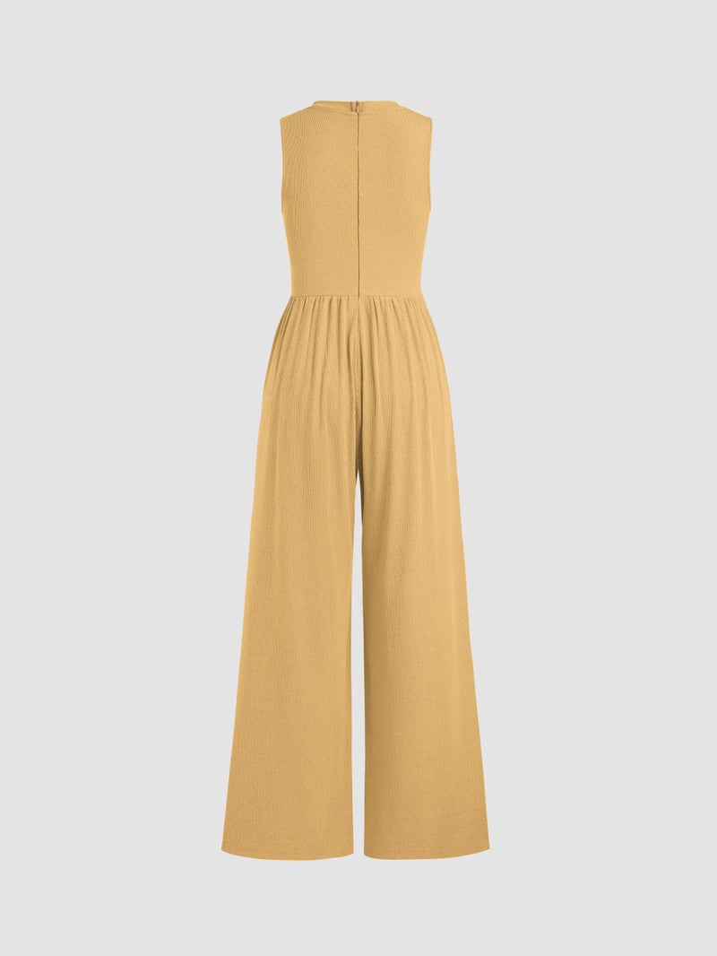 Mother's Day SALE 50%OFF -SOLID SLEEVELESS WIDE LEG JUMPSUIT