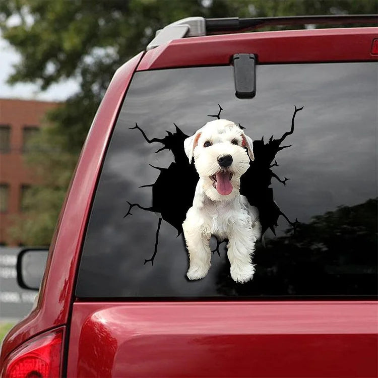 Schnauzer miniatura crack coche pegatina, pegatina de baño, pegatina de nevera 13