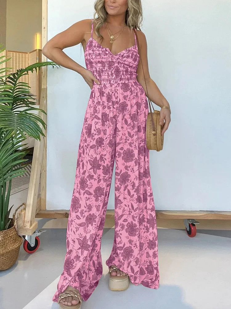 🔥Last Day 49% OFF🔥Floral Suspender Wide-Leg Jumpsuit (Buy 2 Free Shipping)