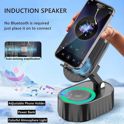 ✨2025 Upgraded Cell Phone Stand with Induction Speaker/Power Bank/Atmosphere Light (🔥Buy 2 Free Shipping)