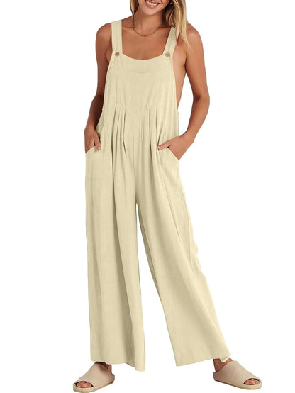 Last Day 70% OFF🔥Women's Sleeveless Wide Leg Jumpsuit with Pockets