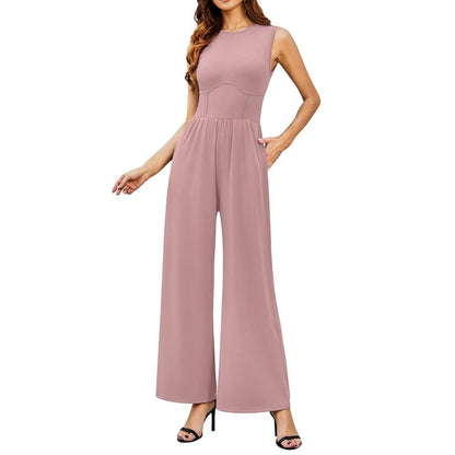 Mother's Day SALE 50%OFF -SOLID SLEEVELESS WIDE LEG JUMPSUIT