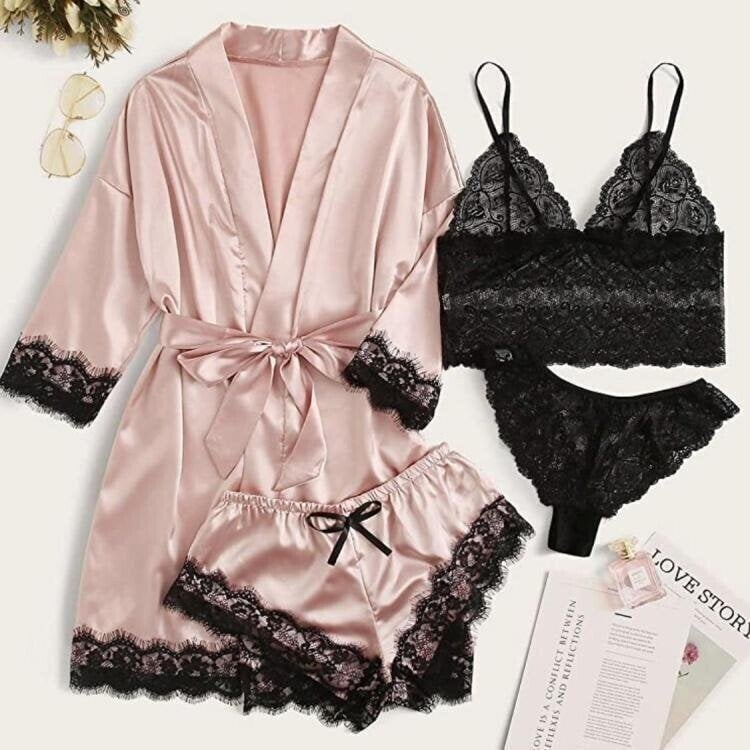 🔥LAST DAY SALE 49% OFF 🔥Valentine's Day 4 Pack Lace and Satin Pajamas Set 🌹