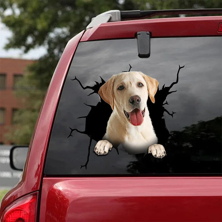 Labrador Retriever Crack Car Sticker, Toilet Sticker, Fridge Sticker 3