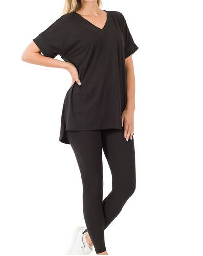 ✨WOMEN'S ULTRA COMFY SHORT SLEEVE TEE AND LEGGING SET (BUY 2 FREE SHIPPING)