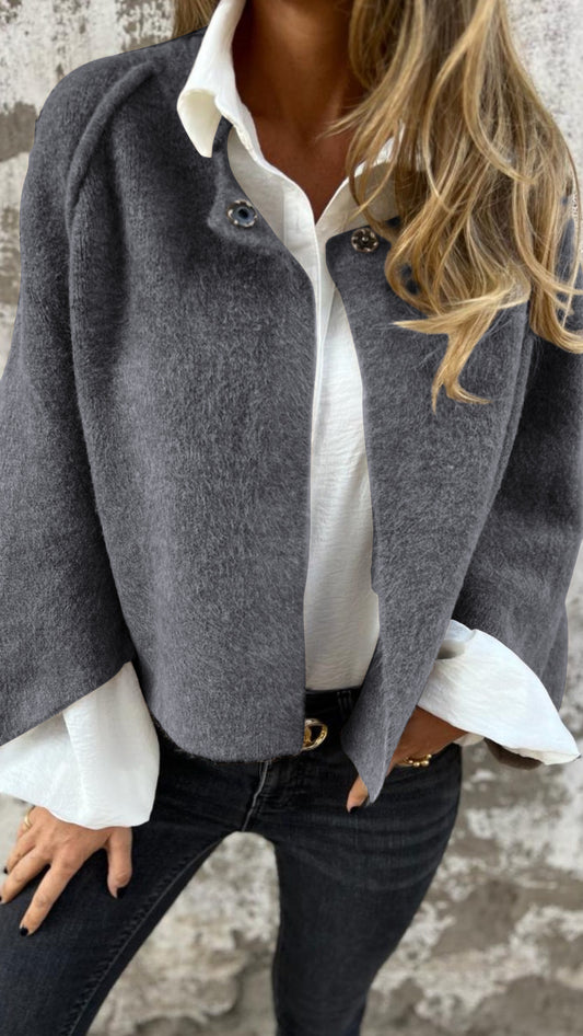 Women's round neck long sleeve coat