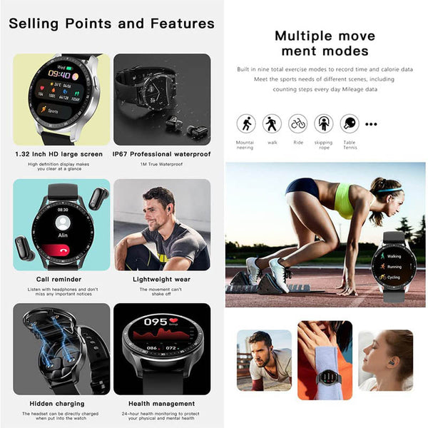 ✨2024 New Technology -2 IN 1 SMARTWATCH WITH EARPHONES