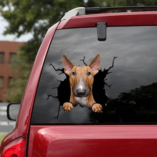 Etiqueta engomada del coche de la grieta de Bull Terrier, etiqueta engomada del retrete, etiqueta engomada del refrigerador 1