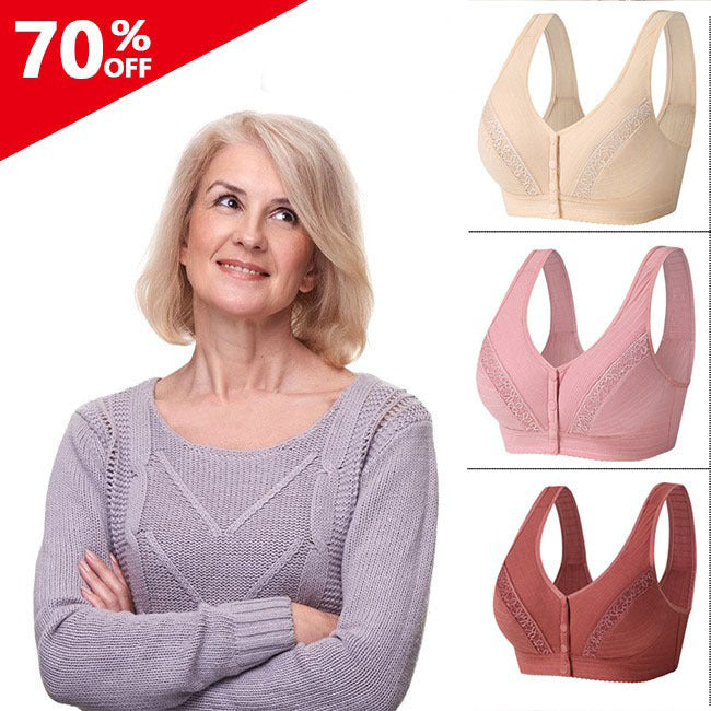 Buy 2 Get 1 Free-2024 Front Button Breathable Skin-Friendly Cotton Bra