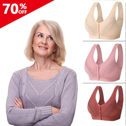 Achetez-en 2, obtenez-en 1 gratuit-2024 Soutien-gorge en coton respirant et doux pour la peau avec boutons sur le devant