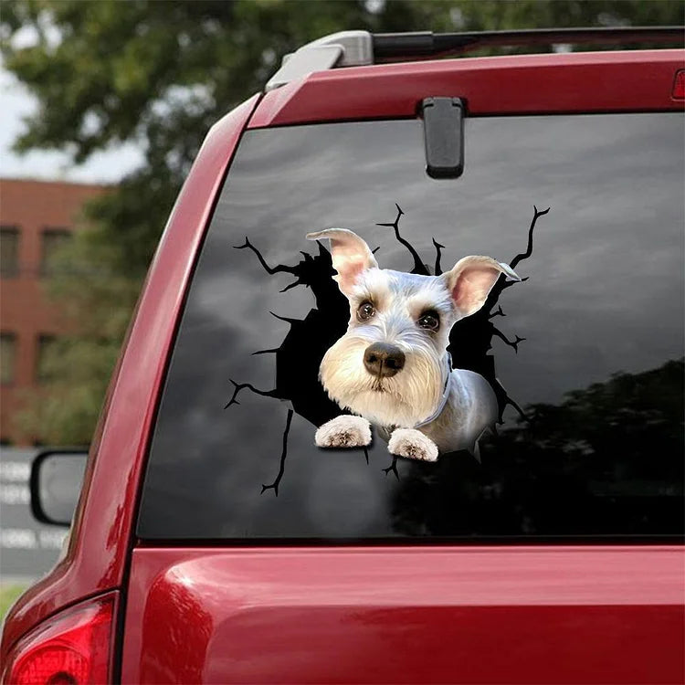 Miniature Schnauzer Crack Car Sticker, Toilet Sticker, Fridge Sticker 11