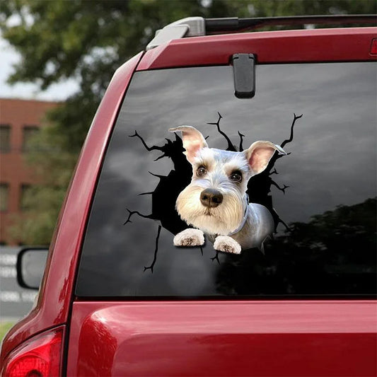 Schnauzer miniatura crack coche pegatina, pegatina de baño, pegatina de nevera 11