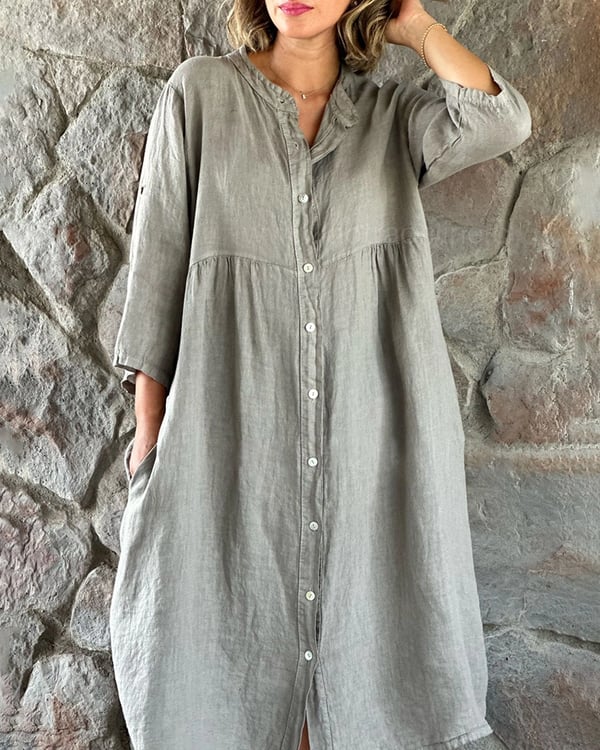 🔥LAST DAY 70% OFF🔥 Cotton And Linen Loose Shirt Dress（🔥Buy 2 Free Shipping🔥）