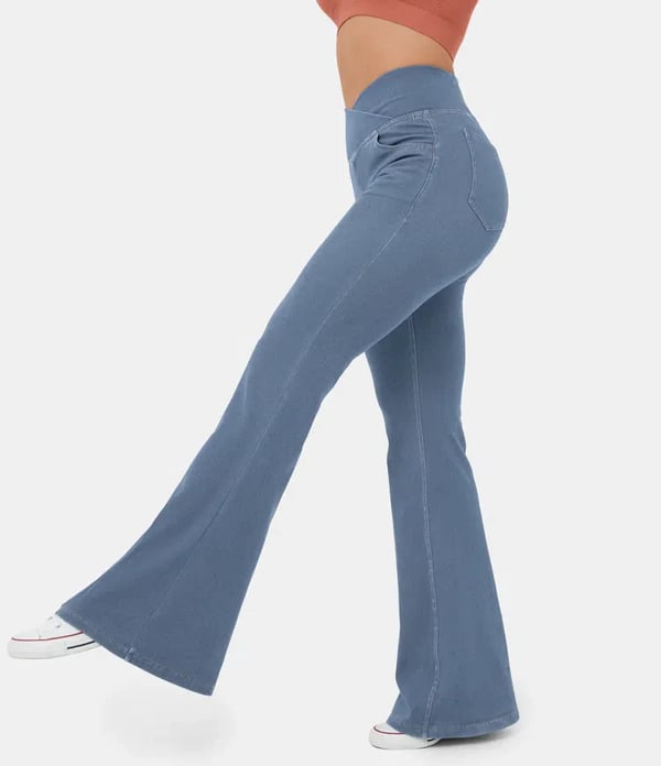 🔥HOT SALE-75% OFF🔥Stretchy Denim High Waisted Crossover Flare Pants👖(Buy 2 Free Shipping)