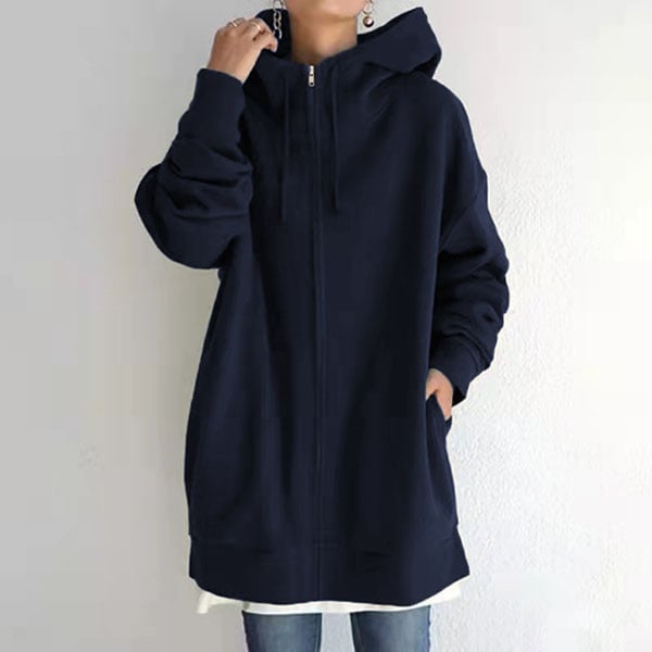 Women's Autumn/Winter Sweater Zipper Hooded Long Plus Sweater