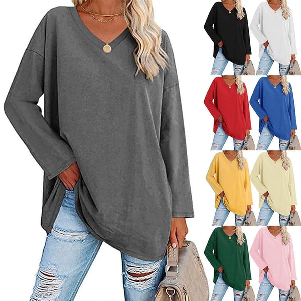 💋Women's loose long sleeve fashion V-neck knit top (Buy 2 Free Shipping)