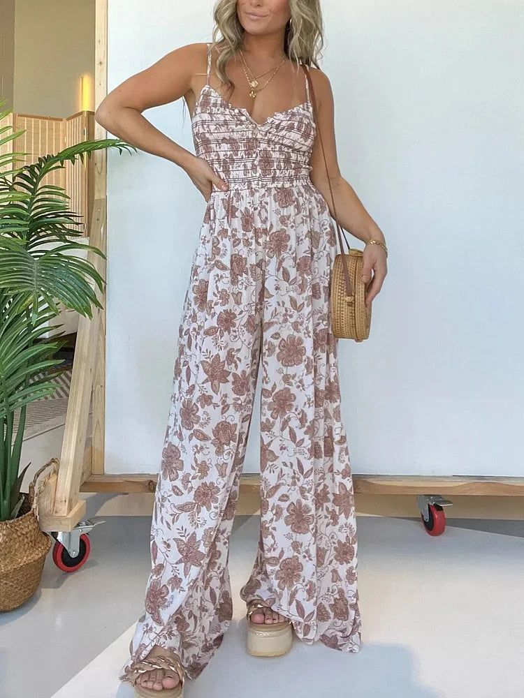 🔥Last Day 49% OFF🔥Floral Suspender Wide-Leg Jumpsuit (Buy 2 Free Shipping)