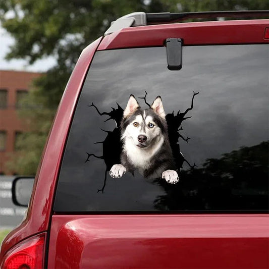 Siberian Husky Crack Car Sticker, Toilet Sticker, Fridge Sticker 8