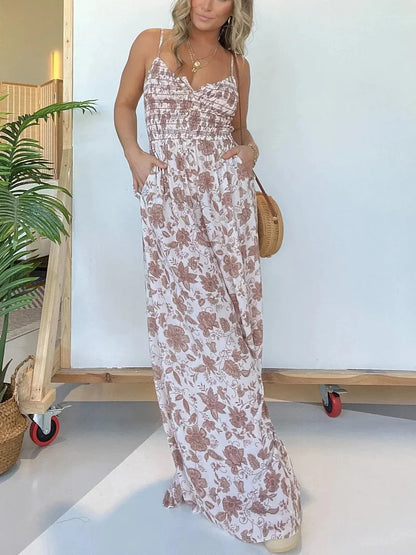 🔥Last Day 49% OFF🔥Floral Suspender Wide-Leg Jumpsuit (Buy 2 Free Shipping)