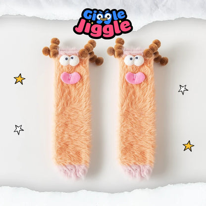 Giggle Jiggle - [Promotion du dernier jour - 65 % de réduction] Chaussettes originales 3D en velours corail