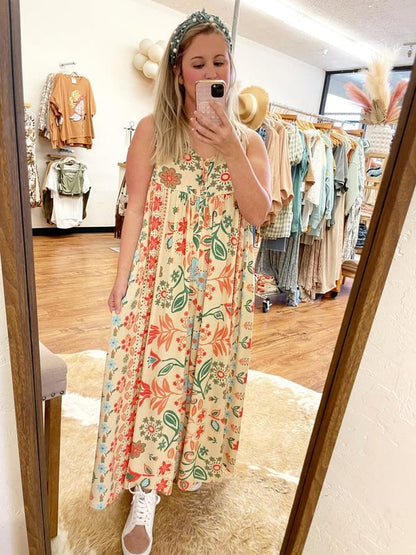 🔥Hot Sale - 70% OFF🎁Vintage floral print loose sleeveless jumpsuit