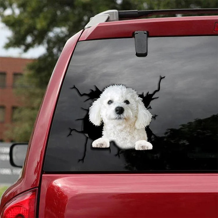 Bichon Frise Crack Car Sticker, Toilet Sticker, Fridge Sticker 13