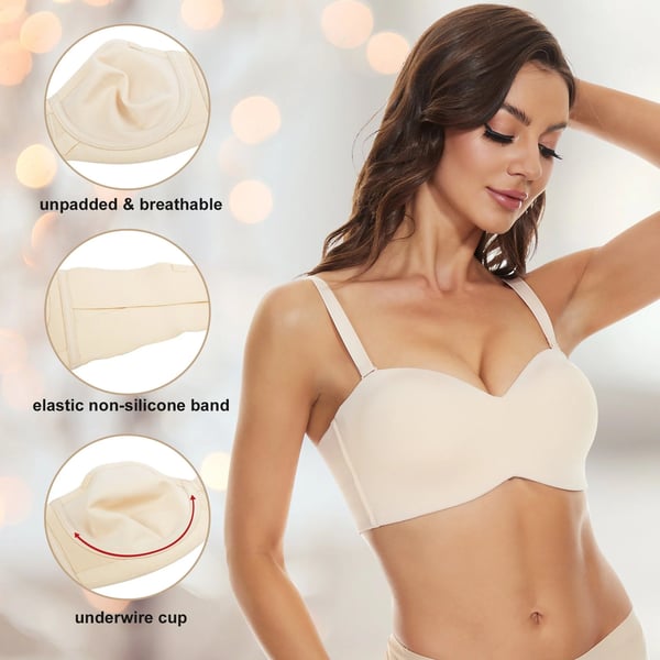 💕ÚLTIMO DÍA 49% DE DESCUENTO -🔥Sujetador bandeau convertible antideslizante con soporte completo