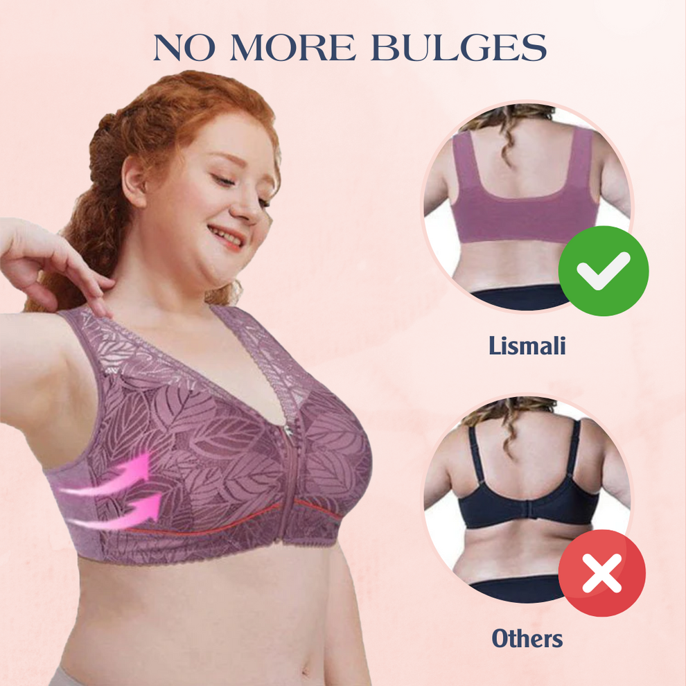 BUY 1 GET 2 FREE(Please add 3 pcs to cart)-Leaf Lace Bra Wireless Front Zipper Bra Large Size For Women