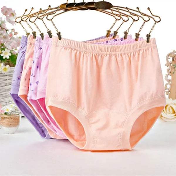 🔥 Pay 1 Get 4 New High-Waist Ladies Cotton Panties Plus Sizes