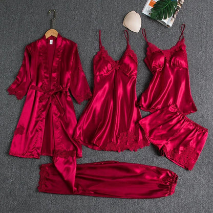 Silk 5 Piece Pajama Set (Buy 2 Free Shipping)