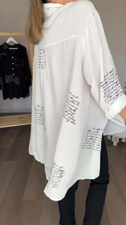 Chemise à revers à la mode avec lettres imprimées (achetez-en 2, livraison gratuite)