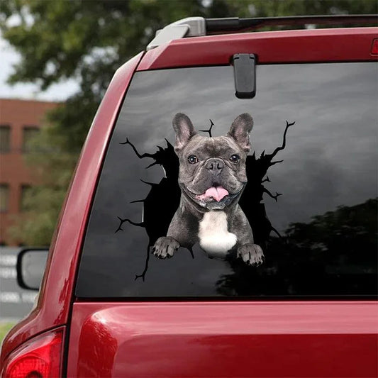 Etiqueta engomada del coche de la grieta del bulldog francés, etiqueta engomada del retrete, etiqueta engomada del refrigerador (8)