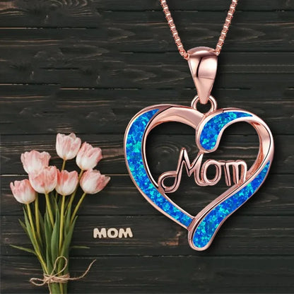 Love-Shaped Pendant Necklace with Letters MOM - A Heartfelt Gift